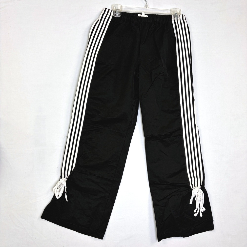 Cali 1850 Los Angeles Womens Black White Stripe Track Pants Small Y2K Vibe